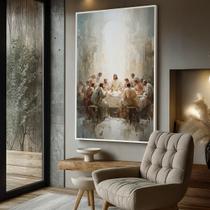 Quadro com Moldura e Acrilico Cristal Vidro Santa Ceia Arte para Sala de estar, Quarto, Hall e Escritório Quadro com Moldura e Acrilico Cristal Vidro Santa Ceia Arte para Sala de estar, Quarto, Hall e Escritório