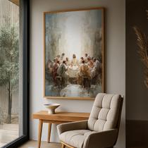 Quadro com Moldura e Acrilico Cristal Vidro Santa Ceia Arte para Sala de estar, Quarto, Hall e Escritório