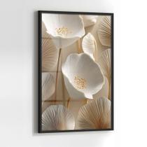Quadro com Moldura e Acrilico Cristal Vidro Tulipas Branca para Sala de estar, Quarto, Hall e Escritório