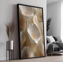 Quadro com Moldura e Acrilico Cristal Vidro Tulipas Branca para Sala de estar, Quarto, Hall e Escritório Quadro com Moldura e Acrilico Cristal Vidro Tulipas Branca para Sala de estar, Quarto, Hall e Escritório