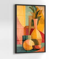Quadro com Moldura e Acrilico Cristal Vidro Vaso Abstrato para Sala de estar, Quarto, Hall e Escritório
