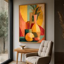 Quadro com Moldura e Acrilico Cristal Vidro Vaso Abstrato para Sala de estar, Quarto, Hall e Escritório Quadro com Moldura e Acrilico Cristal Vidro Vaso Abstrato para Sala de estar, Quarto, Hall e Escritório