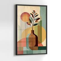 Quadro com Moldura e Acrilico Cristal Vidro Vasos Abstrato para Sala de estar, Quarto, Hall e Escritório