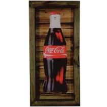 Quadro com Moldura em Madeira Rústica Coca Cola