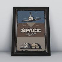 Quadro com moldura espaço e nave Quadro com moldura espaço e nave