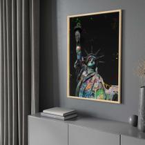 Quadro com Moldura Estátua Liberdade NY Street Art Grafite Decorativo Grande Sala Quarto Hall