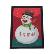 Quadro Com Moldura Feliz Natal Boneco De Neve 2