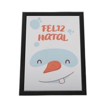 Quadro Com Moldura Feliz Natal Boneco De Neve