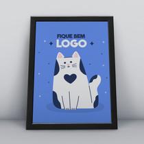 Quadro com moldura fique bem logo gato
