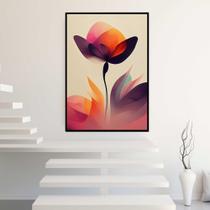 Quadro com Moldura Flor Abstrato Vermelha Decorativo Grande Sala Quarto Hall Escritório Cozinha Vertical