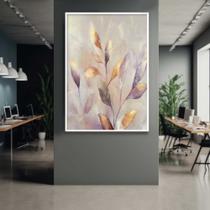 Quadro com Moldura Floral Cores Claras Plantas luxo Decorativo Grande Sala Quarto Hall Escritório Cozinha Vertical