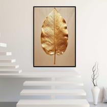 Quadro com Moldura Folha Dourada Arte Moderna Decorativo Grande Sala Quarto Hall Cor:Moldura PretaTamanho:130x90 Quadro com Moldura Folha Dourada Arte Moderna Decorativo Grande Sala Quarto Hall Cor:Moldura PretaTamanho:130x90