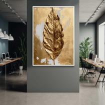 Quadro com Moldura Folha Dourada Pintura Decorativo Grande Sala Quarto Hall