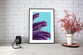 Quadro Com Moldura Folhas Coqueiro Roxo