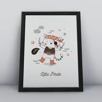 Quadro com moldura gato fantasia pirata Ilustra-ao-12-M1