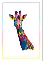 Quadro Com Moldura Girafa Multicolorida Quadro Com Moldura Girafa Multicolorida