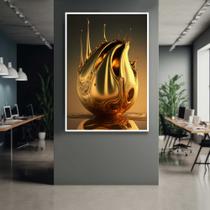 Quadro com Moldura Gota Dourada Arte Abstrata Decorativo Grande Sala Quarto Hall Escritório Cozinha Vertical Quadro com Moldura Gota Dourada Arte Abstrata Decorativo Grande Sala Quarto Hall Escritório Cozinha Vertical
