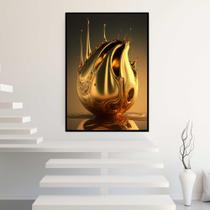 Quadro com Moldura Gota Dourada Arte Abstrata Decorativo Grande Sala Quarto Hall Quadro com Moldura Gota Dourada Arte Abstrata Decorativo Grande Sala Quarto Hall