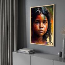 Quadro com Moldura India Pintura Arte Linda Decorativo Grande Sala Quarto Hall Escritório Cozinha Vertical