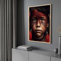 Quadro com Moldura Indio Rosto Amazonas Decorativo Grande Sala Quarto Hall Escritório Cozinha Vertical Quadro com Moldura Indio Rosto Amazonas Decorativo Grande Sala Quarto Hall Escritório Cozinha Vertical