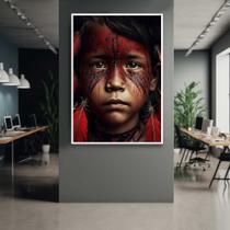 Quadro com Moldura Indio Rosto Amazonas Decorativo Grande Sala Quarto Hall Quadro com Moldura Indio Rosto Amazonas Decorativo Grande Sala Quarto Hall