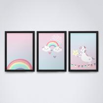 Quadro com moldura kit arco iris infantil Trio-19 Quadro com moldura kit arco iris infantil Trio-19
