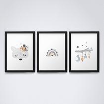 Quadro com moldura kit raposa arco iris Trio-14 Quadro com moldura kit raposa arco iris Trio-14