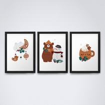 Quadro com moldura kit urso inverno Trio-12