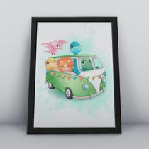 Quadro com moldura kombi de dinossauros Dino-12-M1