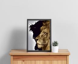 Quadro Com Moldura Leão de Juda Silhueta Jesus Cristo
