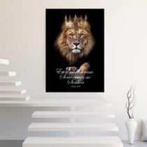 Quadro com Moldura Leão de Judá Versículo Decorativo Grande Sala Quarto Hall Escritório Cozinha Vertical