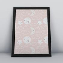 Quadro com moldura lua e estrela Fundo-Infantil-039-M1