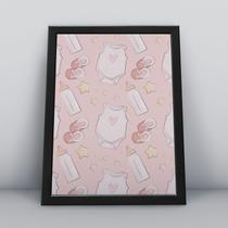Quadro com moldura mamadeiras menina Fundo-Infantil-070-M1 Quadro com moldura mamadeiras menina Fundo-Infantil-070-M1
