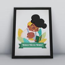 Quadro com moldura melhor mae do mundo, mae e filho negros Quadro com moldura melhor mae do mundo, mae e filho negros