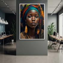 Quadro com Moldura Mulher Africana Arte Decorativo Grande Sala Quarto Hall - Império do Quadro