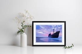 Quadro Com Moldura Navio Fim de Tarde