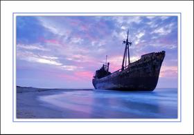 Quadro Com Moldura Navio Fim de Tarde