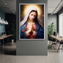 Quadro com Moldura Nossa Senhora Aparecida Religioso Decorativo Grande Sala Quarto Hall Cor:Moldura BrancaTamanho:60x40 Quadro com Moldura Nossa Senhora Aparecida Religioso Decorativo Grande Sala Quarto Hall Cor:Moldura BrancaTamanho:60x40