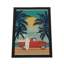 Quadro Com Moldura Paisagem Carro E Mar