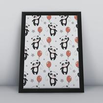 Quadro com moldura panda com balões vermelho Fundo-Infantil-010-M1