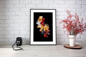 Quadro Com Moldura Peixes Beta Coloridos