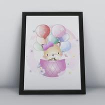 Quadro com moldura raposinha de laço Ilustra-ao-55-M1 Quadro com moldura raposinha de laço Ilustra-ao-55-M1