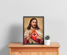 Quadro com Moldura Religioso Sagrado Coração de Jesus