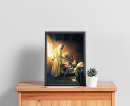 Quadro Com Moldura Religiosos Jesus Ressuscita a Filha de Jairo