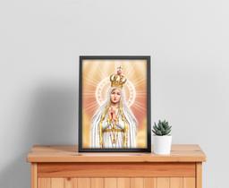 Quadro Com Moldura Religiosos Nossa Senhora de Fátima Coroa
