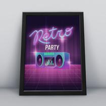 Quadro com moldura retro party som Quadro com moldura retro party som