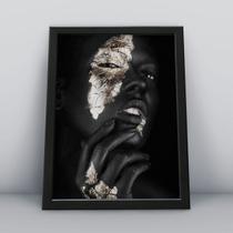 Quadro com moldura rosto mulher negra face empoderada