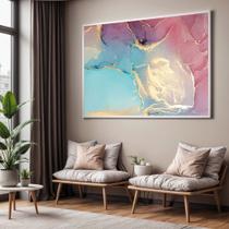 Quadro com Moldura Sala Quarto Abstrato Azul e Rosa Mármore Decorativo Horizontal Grande Hall Cor:Moldura BrancaTamanho Quadro com Moldura Sala Quarto Abstrato Azul e Rosa Mármore Decorativo Horizontal Grande Hall Cor:Moldura BrancaTamanho