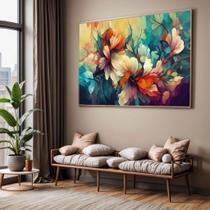 Quadro com Moldura Sala Quarto Abstrato Floral Colorido Decorativo Horizontal Grande Hall Cor:Moldura MadeiraTamanho:90 Quadro com Moldura Sala Quarto Abstrato Floral Colorido Decorativo Horizontal Grande Hall Cor:Moldura MadeiraTamanho:90