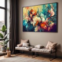 Quadro com Moldura Sala Quarto Abstrato Floral Colorido Decorativo Horizontal Grande Hall Cor:Moldura PretaTamanho:90 X Quadro com Moldura Sala Quarto Abstrato Floral Colorido Decorativo Horizontal Grande Hall Cor:Moldura PretaTamanho:90 X